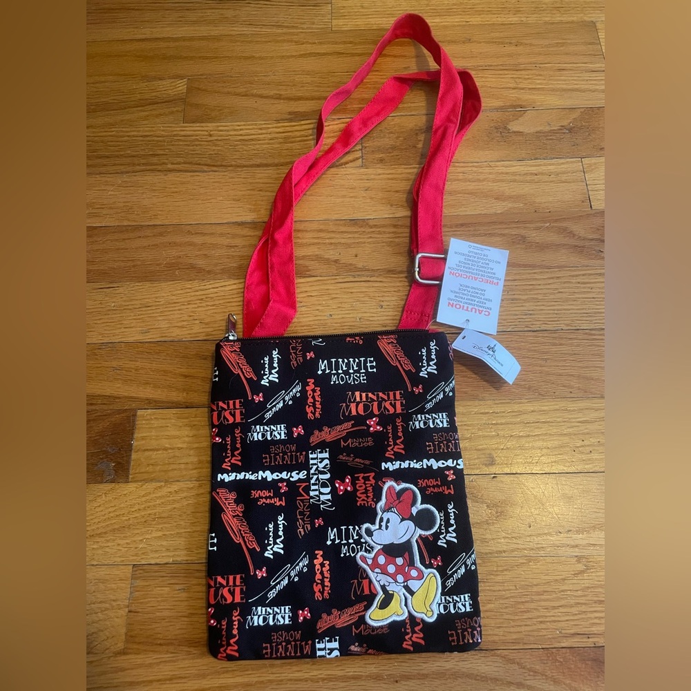 Minnie Mouse Messenger Crossbody Purse Bag Wallet Red Black Disney Parks